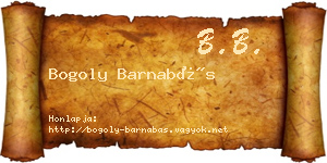 Bogoly Barnabás névjegykártya